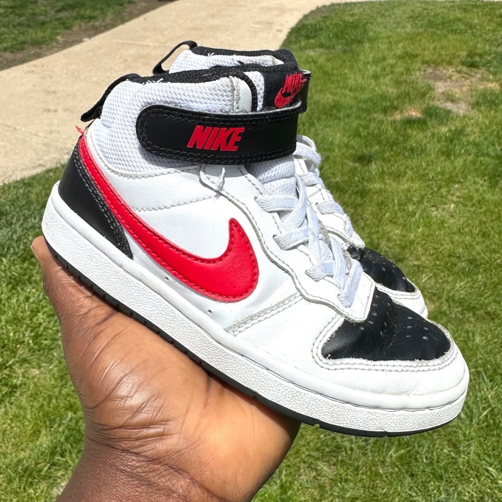 Nike Court Borough Mid 2 High Top Athletic Shoes Toddler Size 11 White Red Black - Picture 10 of 14